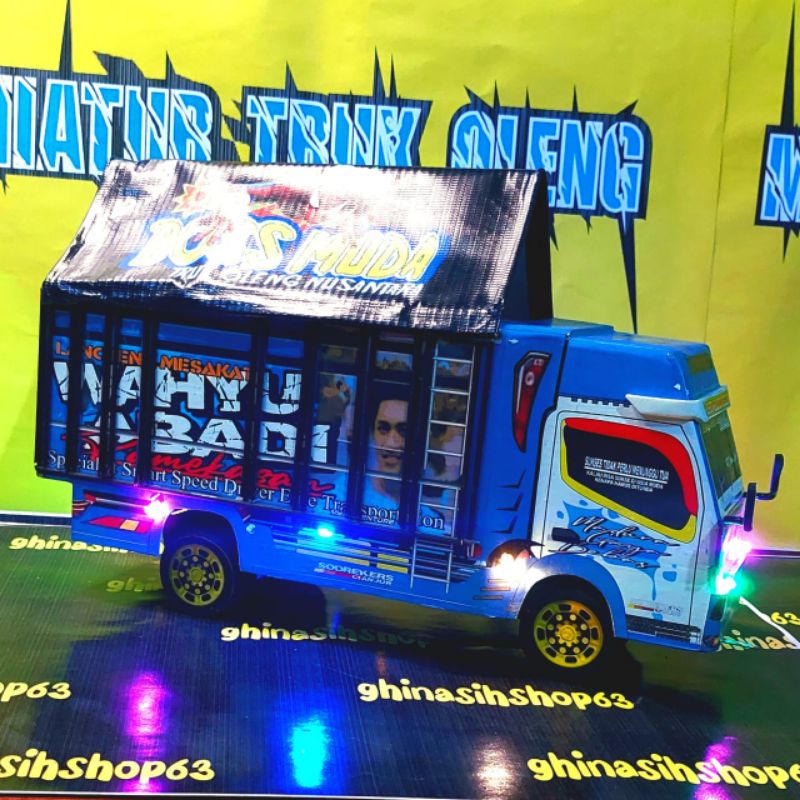 TRUK OLENG MINIATUR TRUK TELOLET BASURI 15 NADA MAINAN ANAK OLENG full LAMPU DAN TERPAL