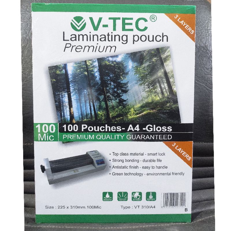 

plastik laminating A4 V-tec Laminating Pouch plastik laminating isi 100 lbr