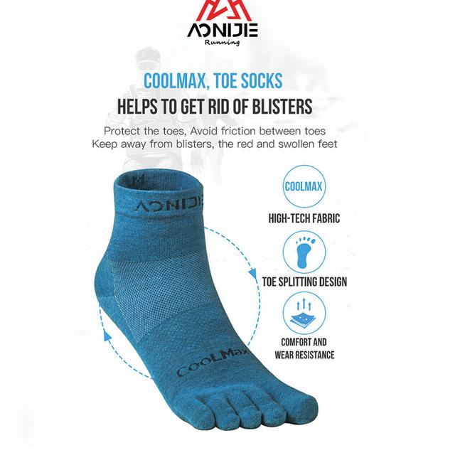 Aonijie E4109S Running Toe Socks - Kaos kaki Jari Lari Sepeda - GRAY - S