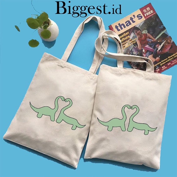 TOTE BAG KANVAS / TOTE BAG WANITA / TOTE BAG ROAR DINO