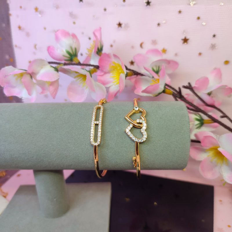 Gelang Wanita bangle korea kunci bukaan samping lapis emas Terbaru COD