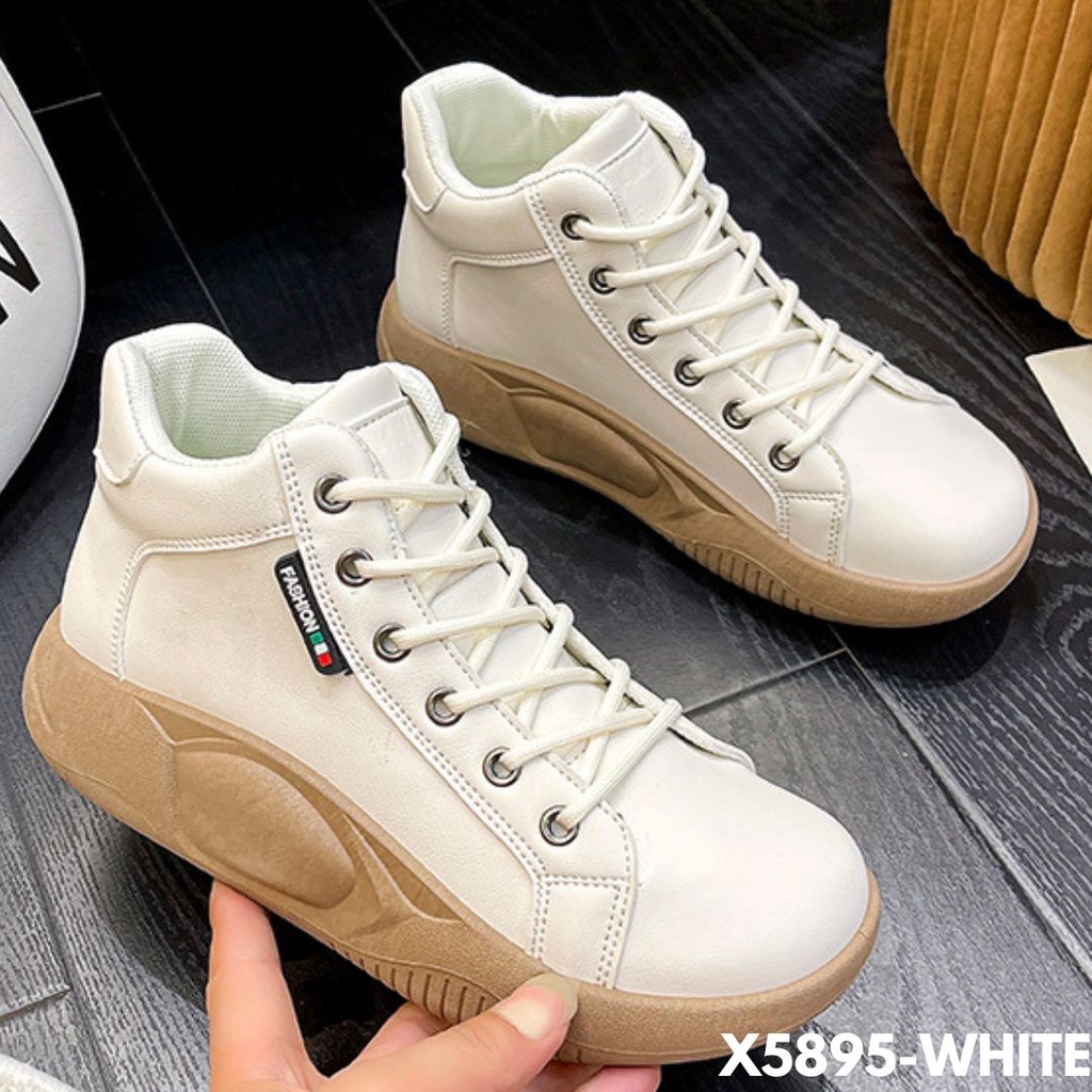 SNEAKERS WANITA DESAIN MINIMALIS COMFY OOTD HANGOUT BARENG BESTI MU BAHAN PU IMPORT 5895