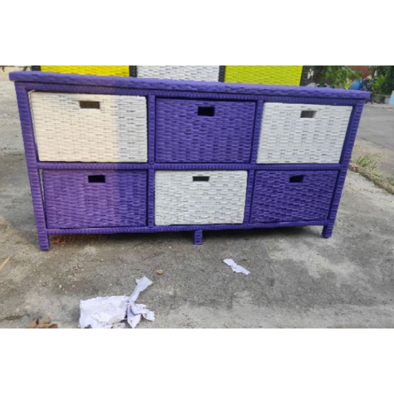 LEMARI ROTAN SINTETIS 6 KOTAK (LACI)