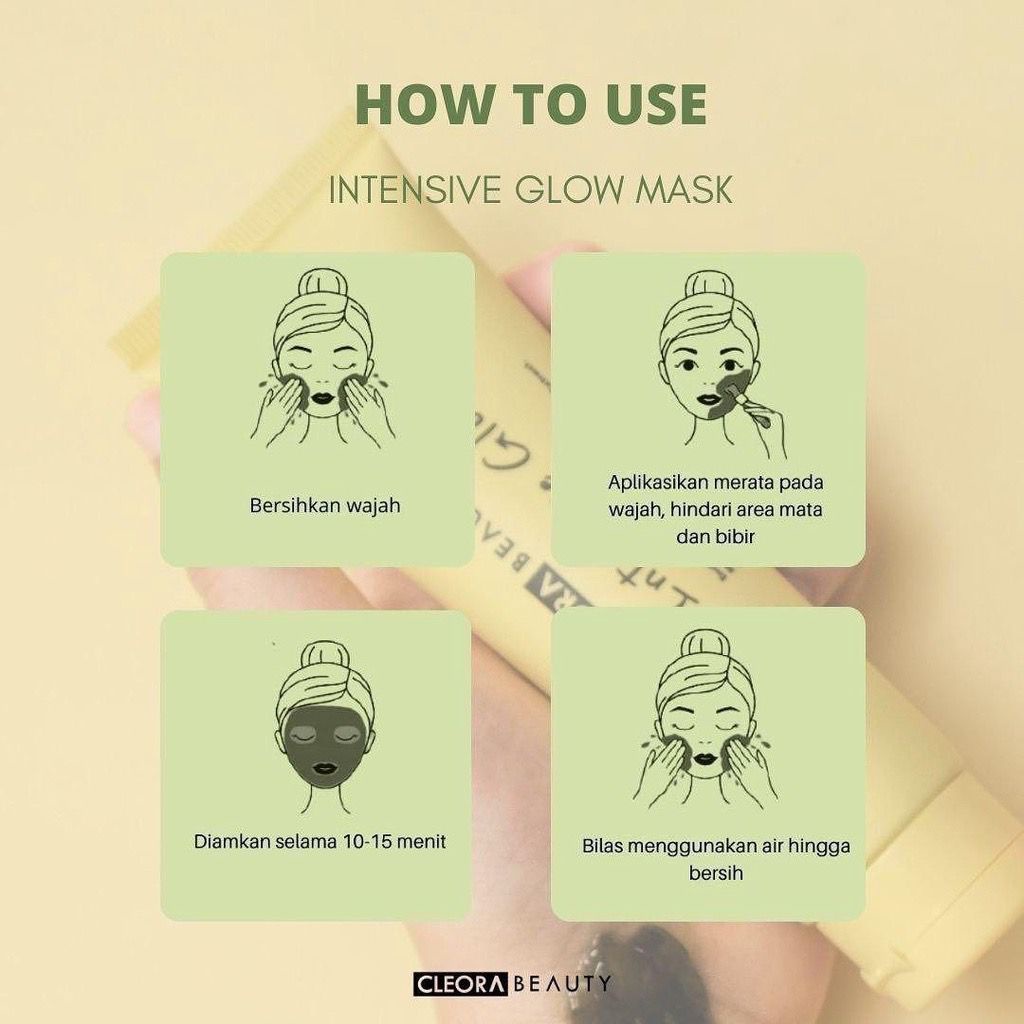 BPOM Cleora Intensive Glow Mask Masker Wajah Muka Claymask Glowing