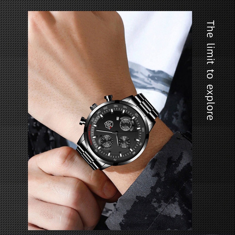 Jam Tangan Pria Original DEYROS Strap RANTAI STAINLESS STEEL Jam Tangan Pria Luxury Stainless Steel Quartz Original Tahan Air Men Watch Original