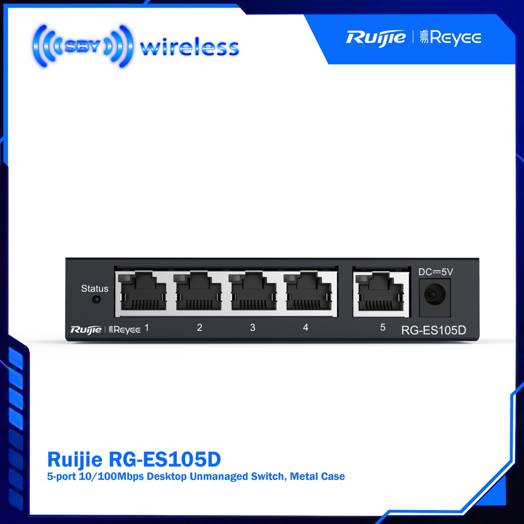 RUijie Reyee RG-ES105D Switch HUb 5-Port 10/100Mbps Metal Case