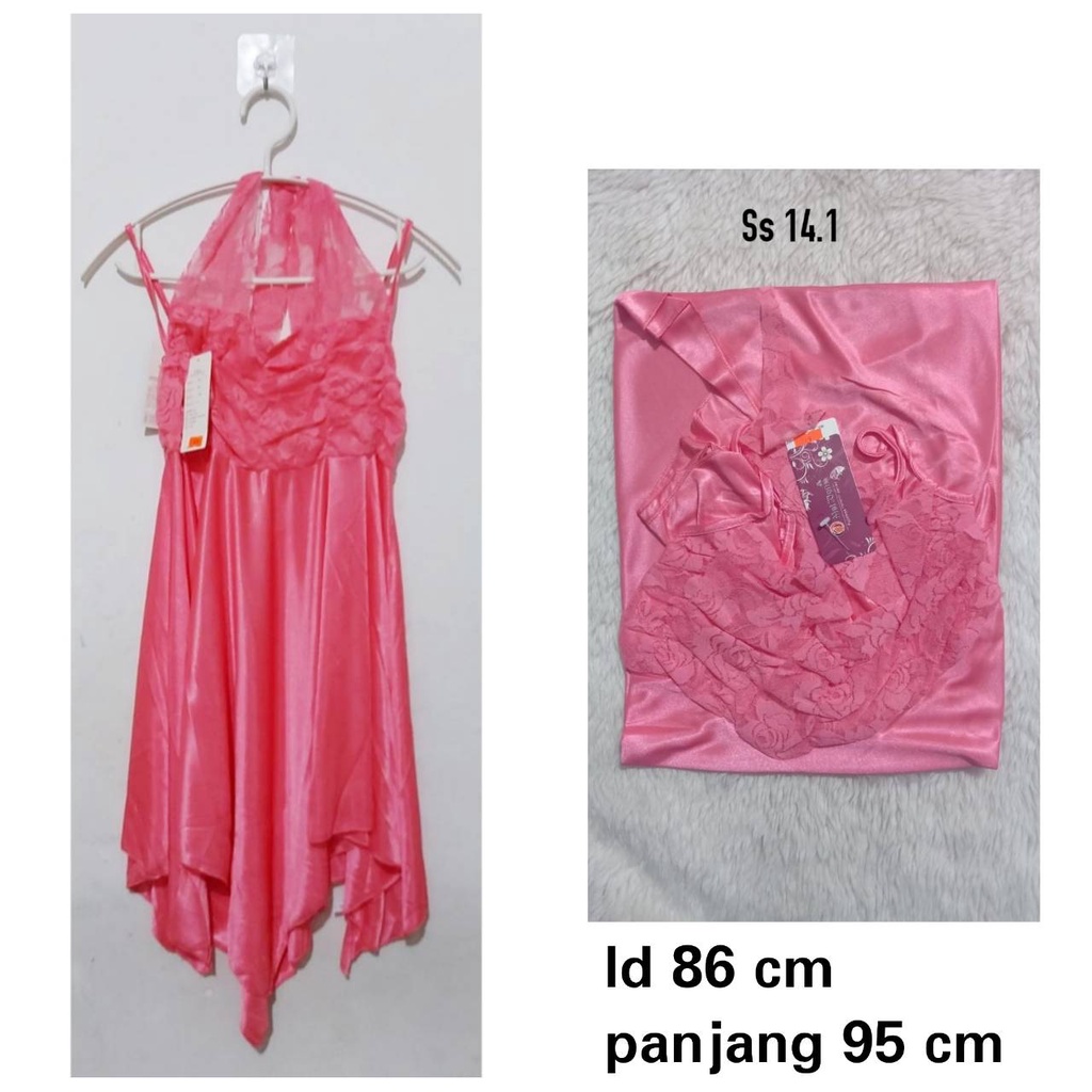 Lingerie Sexy Impor Daster Dress Bahan Satin Dewasa.