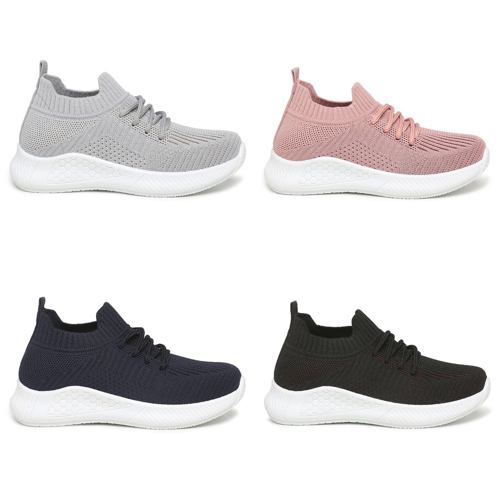 Sepatu Anak Sneakers Fashion Korea Cewek Cowok Garis Polos Lingkaran A1123