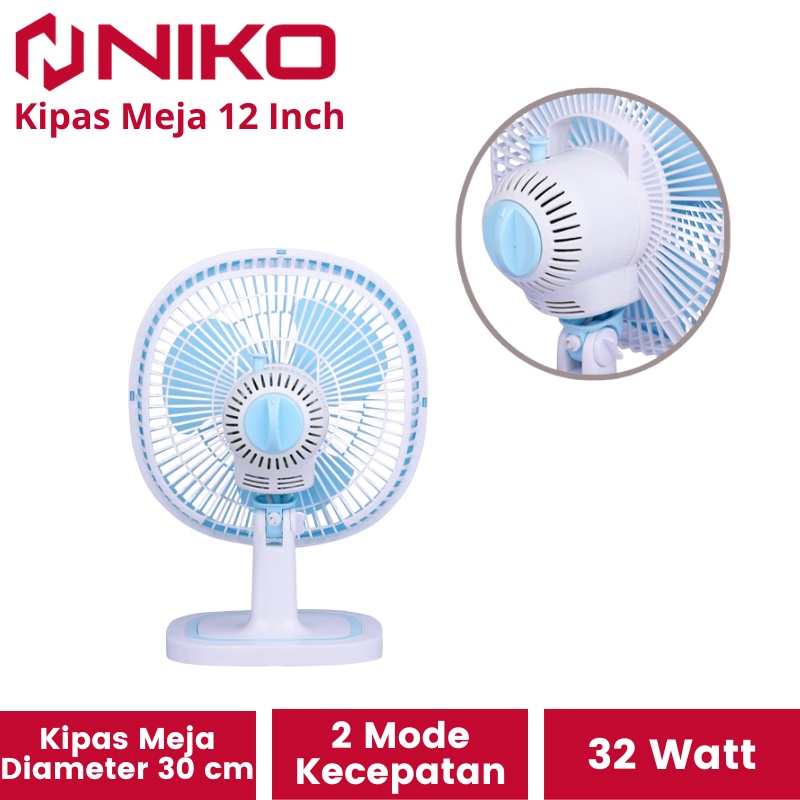 Kipas Angin Meja 12 Inch Niko NKD1201 | Desk Fan Diameter 12&quot; atau 30 cm