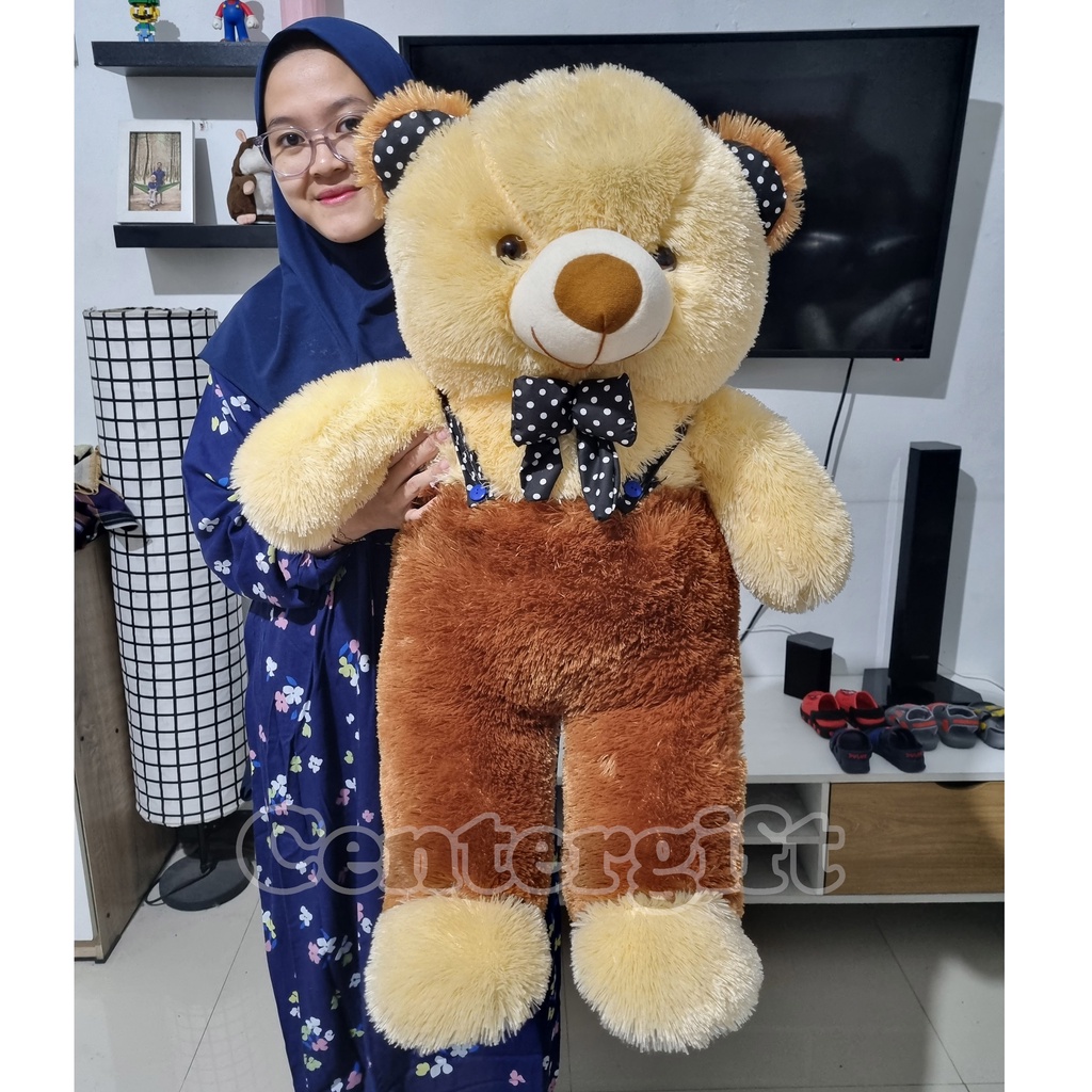 Boneka Teddy Bear Jojon Jumbo Boneka Beruang Overall Super SNI