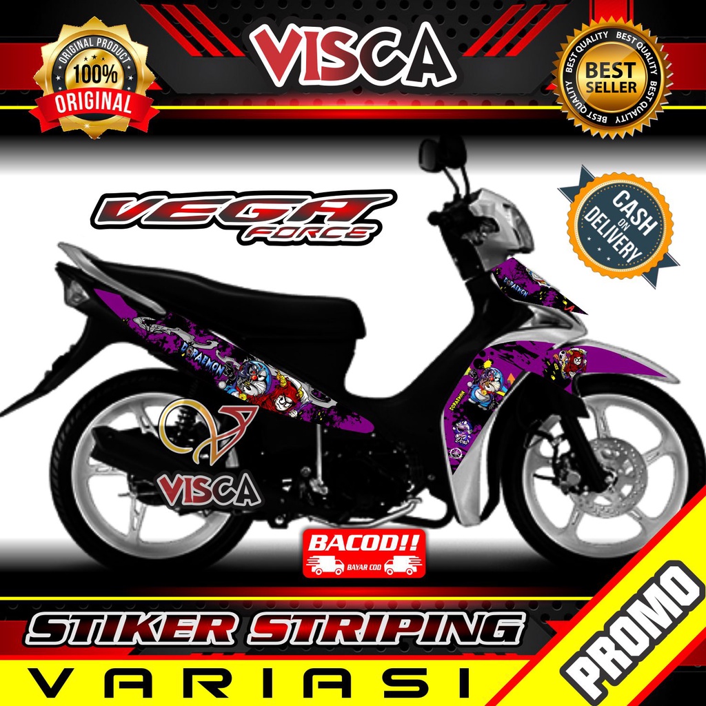 Stiker Vega Force	striping vega force 2022 Stiker Motor Vega Force Striping Vega Force Doraemon Zomb