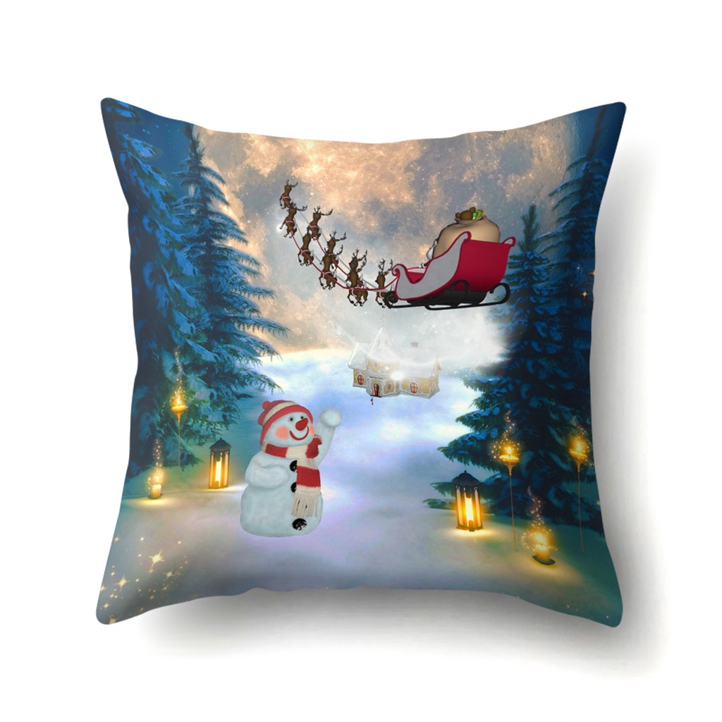 SARUNG TANPA BANTAL Kursi SOFA MOTIF NATAL Santa CHRISTMAS HOLIDAY 45 x 45cm Dekorasi Xmas Hiasan Pillow Case