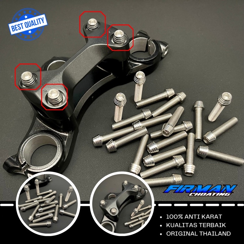 probolt baut kerucut m8x30 drat 12 panjang 3cm untuk rizer stang (4pcs)