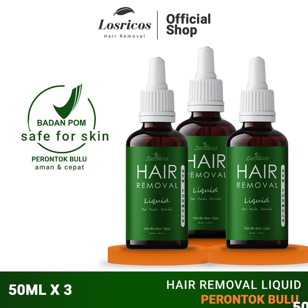 Jual Losricos hair Removal Liquid Perontok Bulu Permanen BPOM 3pcs 50ml Wax Penghilang Bulu