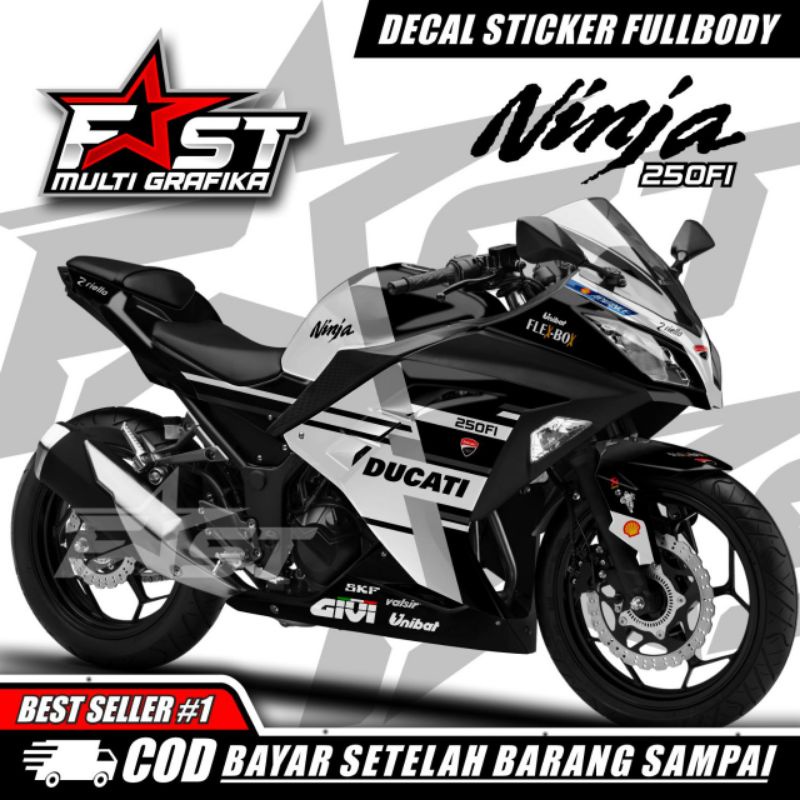 Ninja 250Fi Ducati Motif decal stiker striping Ninja 250fi
