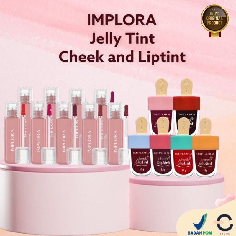 [BPOM &amp; ORI] IMPLORA Cheek and Lip tint 6 varian warna | IMPLORA Glossy Plumpy Jelly Tint | Ice Cream Liptint | Juicy Plumpy Lips 5ml | Bibir Tampak Bervolume Halus Melembabkan