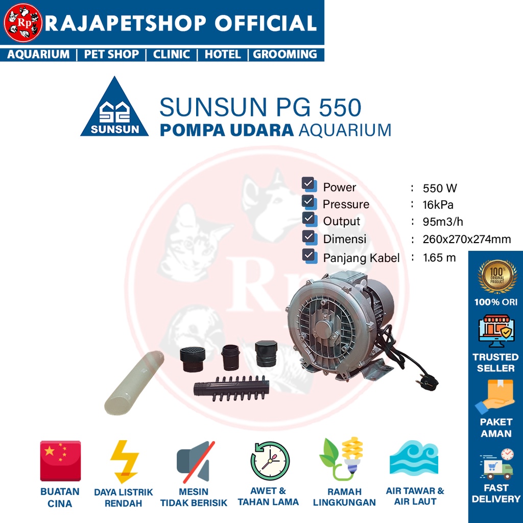 ( POMPA UDARA ) SUNSUN PG 550 ROOT RING BLOWER AIR PUMP KOLAM IKAN TAMBAK UDANG IPAL BIOFLOK