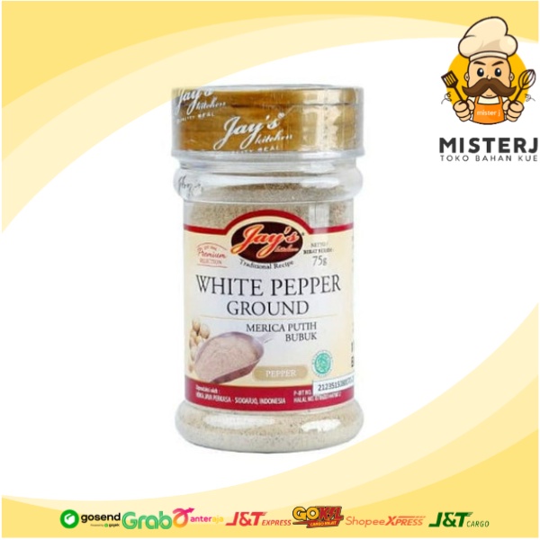 

Jays White Pepper Ground Powder | 75 Gram | Jay's Merica Putih Bubuk