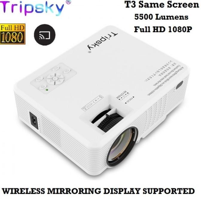 TRIPSKY T3 SAME SCREEN VERSION - Multimedia Home Projector 5500 Lumens
