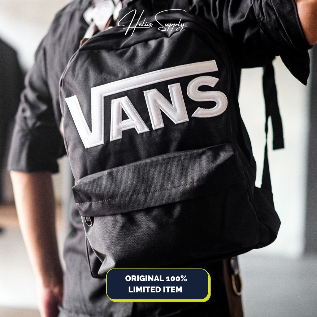 (BEST SELLER) TAS RANSEL VANS OLD SKOOL II BLACK ORIGINAL