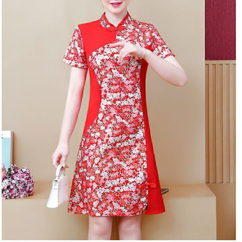 MDLV ~ 0993# CNY Adeniums Cheongsam Dress Imlek Sincia Import