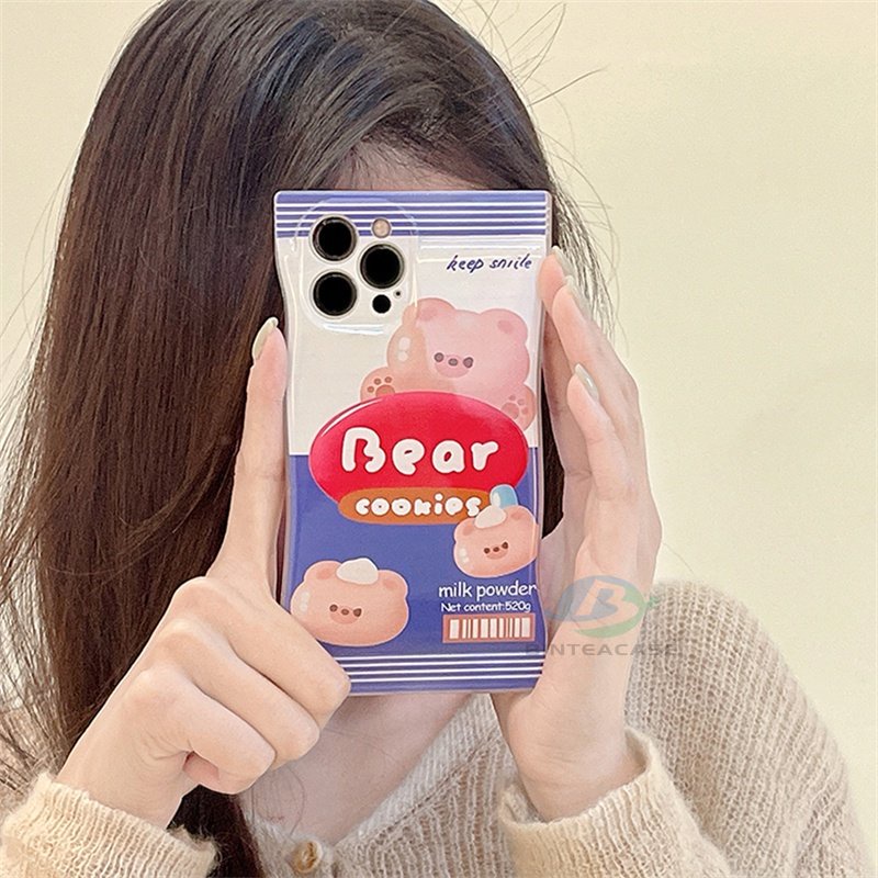 Realme 10 C30 C31 C35 C21Y C25Y RealmeC11 C25 C17 C15 C12 C3 C2 Realme 8i 7i 5 5i 6i 7 Pro Beruang Lucu Cookies Gummy Kemasan Tas Soft TPU Phone Case Binteacase