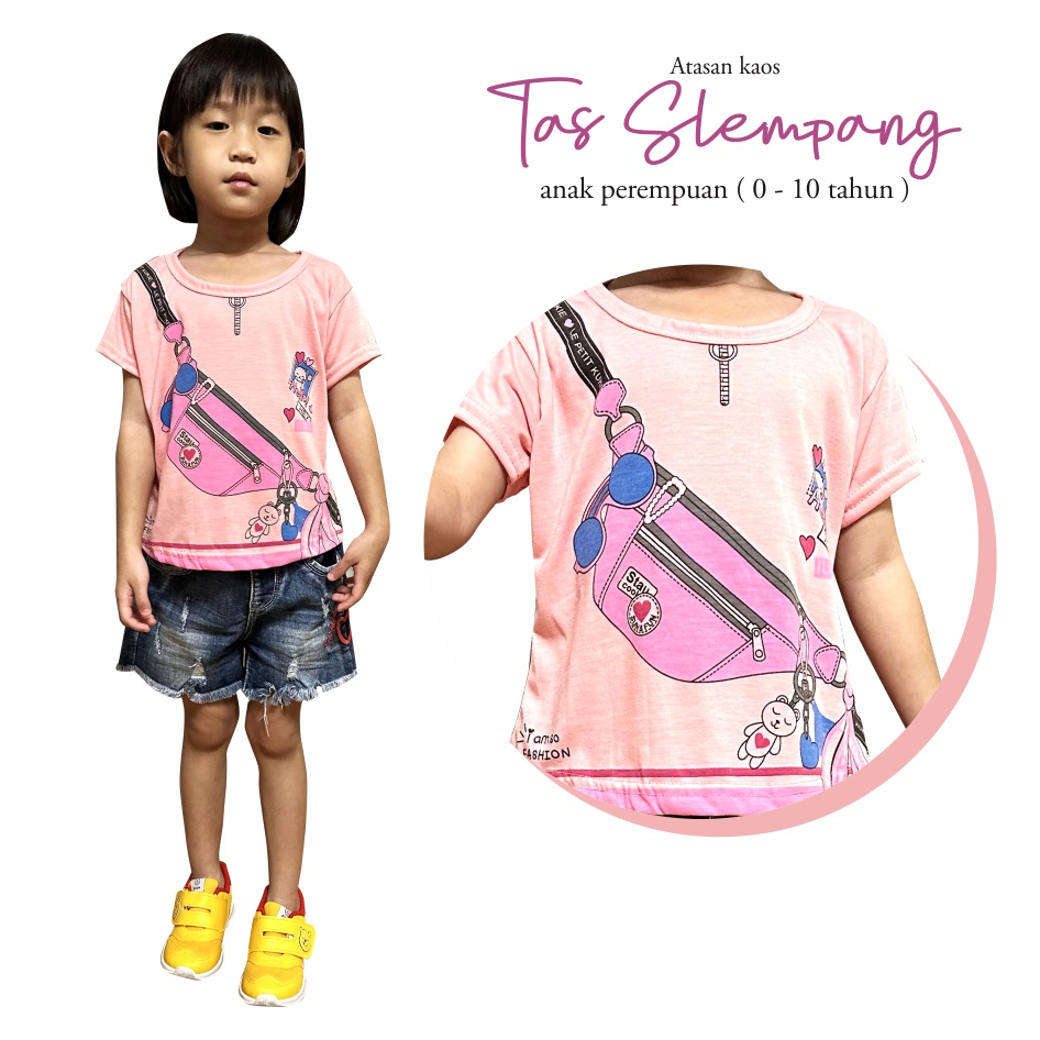 Atasan Kaos Anak Perempuan Tas Slempang CF Kids