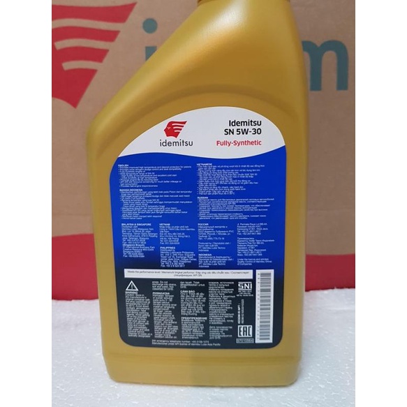 oli mesin gasoline 5w30 full synthetic idemitsu