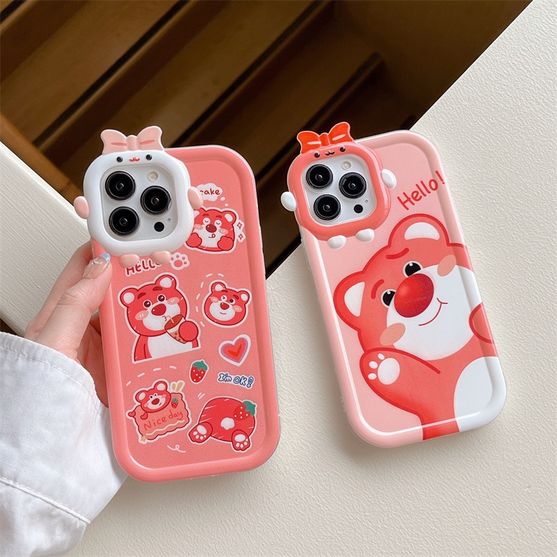 Soft Case Tpu Motif Beruang Untuk iPhone 14 13 12 11 Pro Max X Xr Xs Max 7 8 6 6s Plus SE 2020