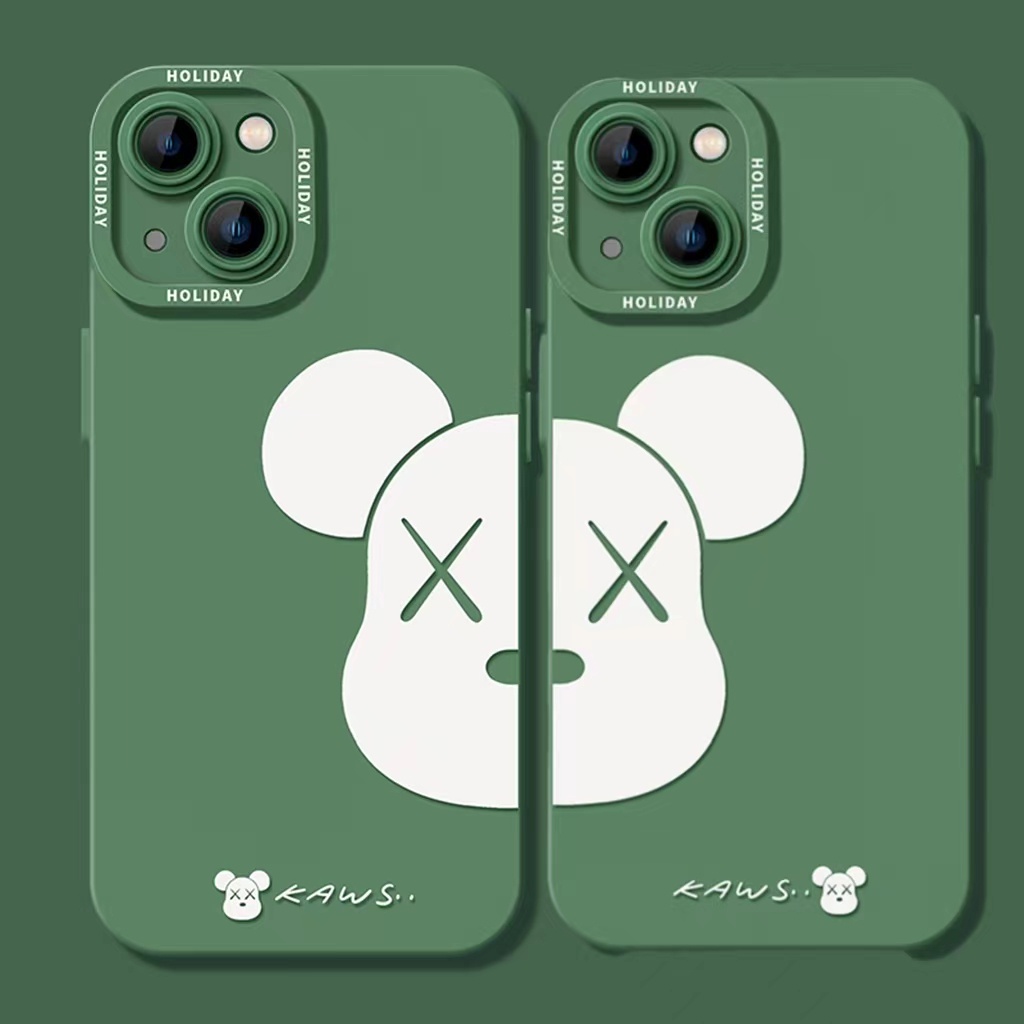 Case Motif Beruang Hutan Hijau Untuk iPhone 14 14pro 14Plus 14prm 13 13pro 13pro 11 7Plus 8Plus Xr XS 12pro Max