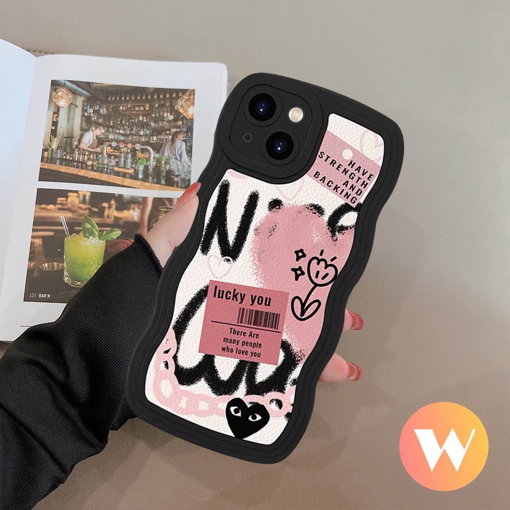 Soft Case Tpu Motif Graffiti Hati Bunga Untuk iPhone 11 13 12 14 Pro Max 7Plus XR X XS Max 14 7 8 6 6s Plus SE 2020