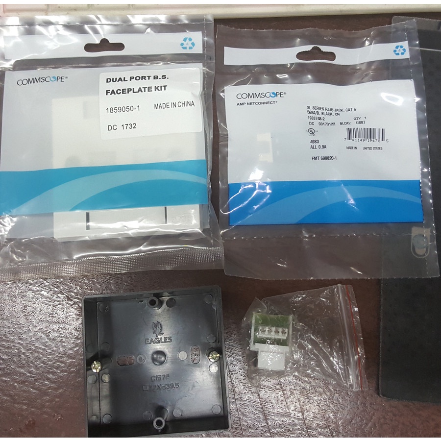 AMP Paket Face Plate 2hole + Modular Jack Cat 6 + Modular jack rj11