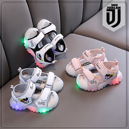 Sandal Gunung Lampu LED MICKEY Anak usia 1 2 3 tahun / Sandal Sepatu Anak Balita Cowok Cewek Motif M