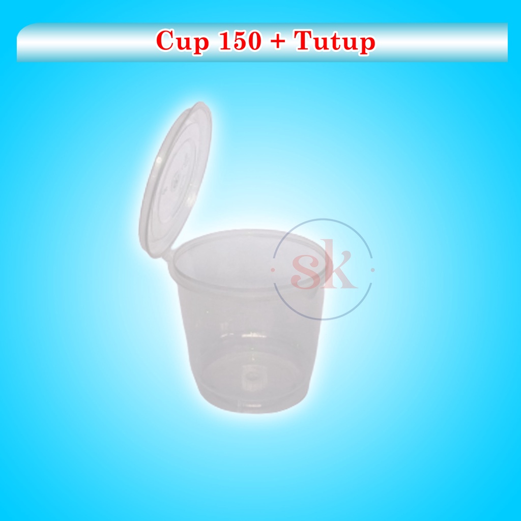 Helle_Bore (Isi 50 Pcs) Thinwall Cup Plastik Pudding/Selai + Tutup 150 Ml