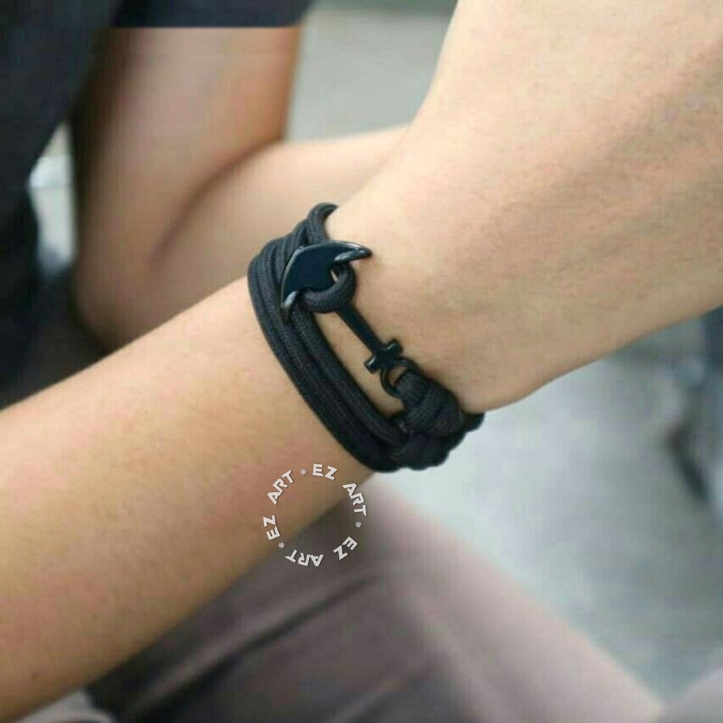 Gelang Jangkar Multilayer 4 Lilit Tali Paracord Pria Wanita Warna Polos Simple Keren Elegan Pendaki Gunung Survival