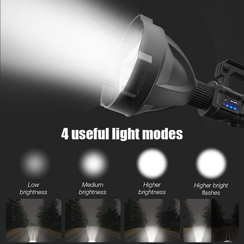 Senter Sorot Super Bright 8000 Lumens Big Lamp LED XHP50 USB Rechargeable Waterproof with Tripod