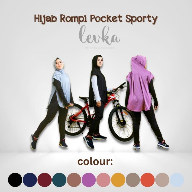 Leika-Leika-HIJAB BROMPI POCKET SPOTY DEWASA JILBAB OLAHRAGA PERMIUM ALLSIZE