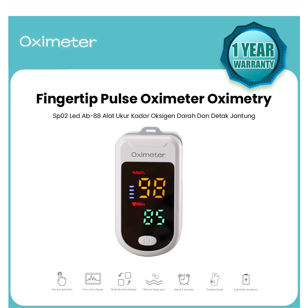 Fingertip Pulse Oximeter Oximetry Sp02  LED AB-88  ALAT UKUR KADAR OKSIGEN DARAH DAN DETAK JANTUNG