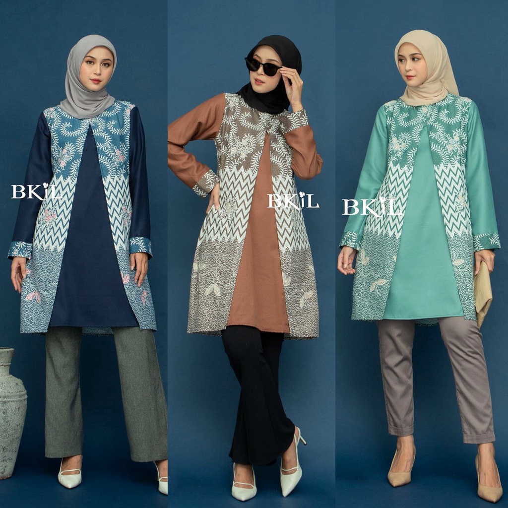 Tunik Batik Wanita Modern Atasan Batik Kerja Kantor Wanita