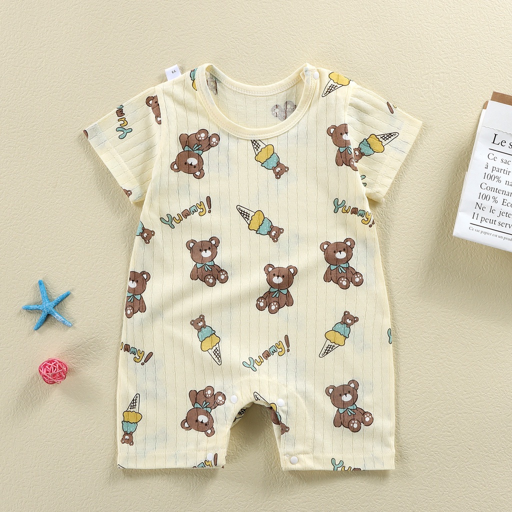 BABYSTORE01 -  Romper Bayi Laki-Laki perempuan Lengan Pendek Tulisan Baby Jumper Pakaian Bayi