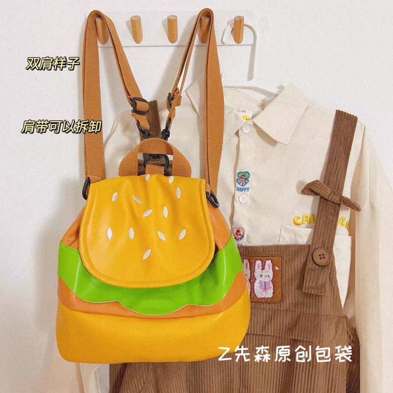 ✴✗♂Seraser Malas Hamburger Multi-Fungsional Ransel Messenger Tas Jepang Hong Kong Gaya Gadis Lucu Tas Bahu Tas Kecil Semua Pertandingan