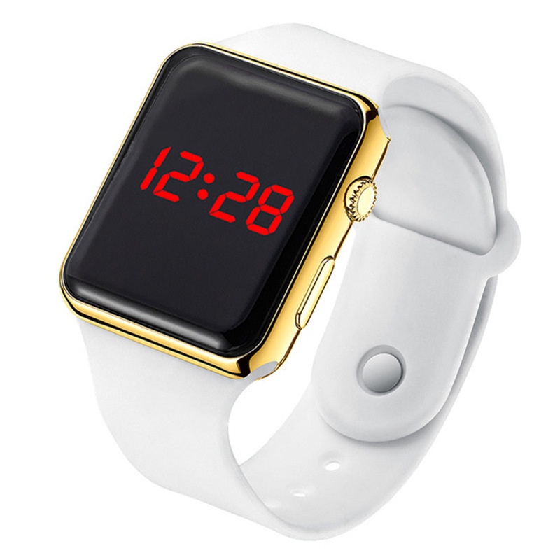 【KOK】✅COD Jam Tangan Couple Tahan Air Cerdas LED Watch Elektronik  Jam tangan LED mewah anti air untuk pelajar 1 PC-Emas putih