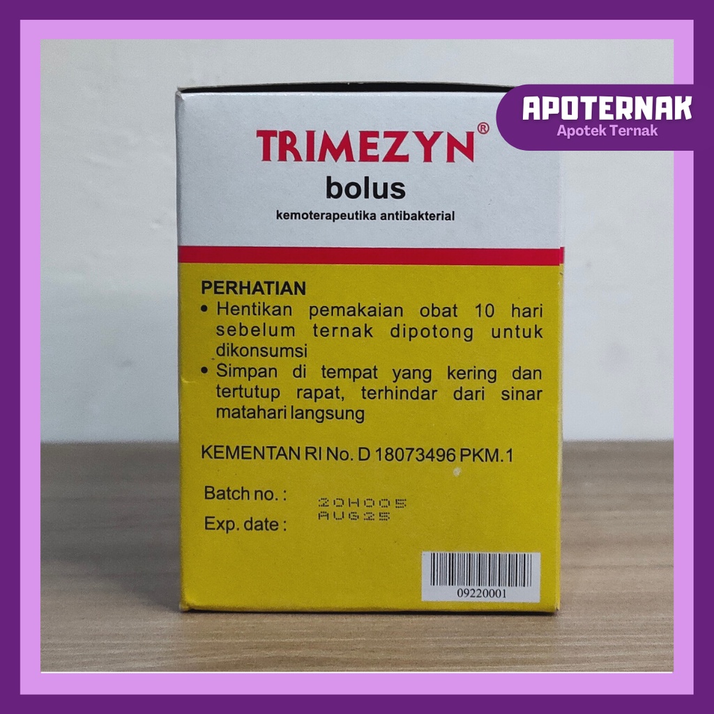 TRIMEZYN BOLUS | Obat Pernafasan dan Pencernaan Diare Mencret Hewan Ternak Sapi Kambing Domba Anjing Kucing | MEDION | Apoternak