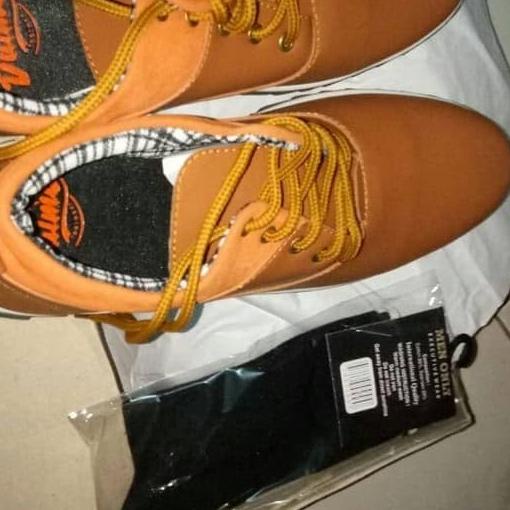 SEPATU PRIA BOOT DALMO BRODO BANTAL ORIGINAL BLACK & BROWN - Hitam, 39