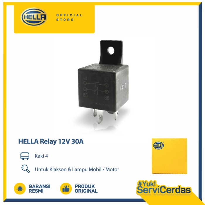 Hella Relay 12V 30A Kaki 4 - Aksesoris Mobil Relay Klakson dan Lampu Premium Untuk Semua Tipe Mobil