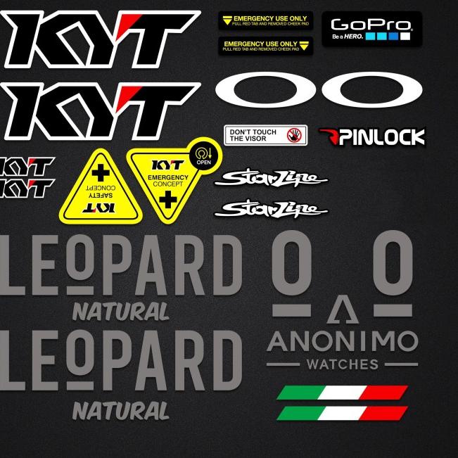 Stiker / Sticker Helm KYT Full Set Leopard - Dalla Porta - Putih