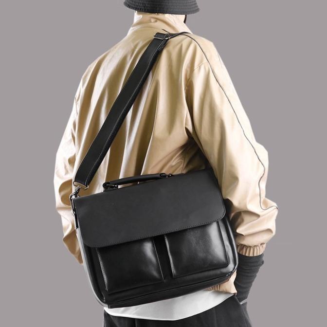 Tas Selempang Kulit Pria Tas Pria Tas Laptop Kulit Pria Lisbon Hitam