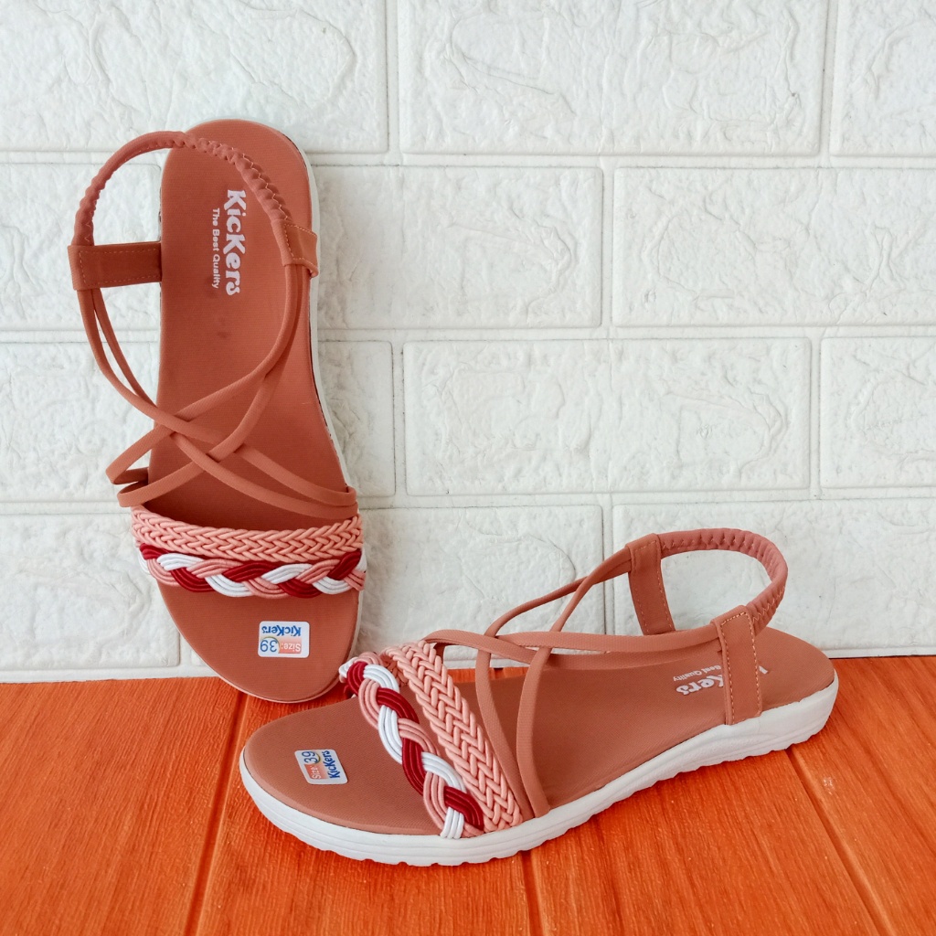 Kickers Let Kelabang 01 Sandal Wanita Size 31-40 Krem