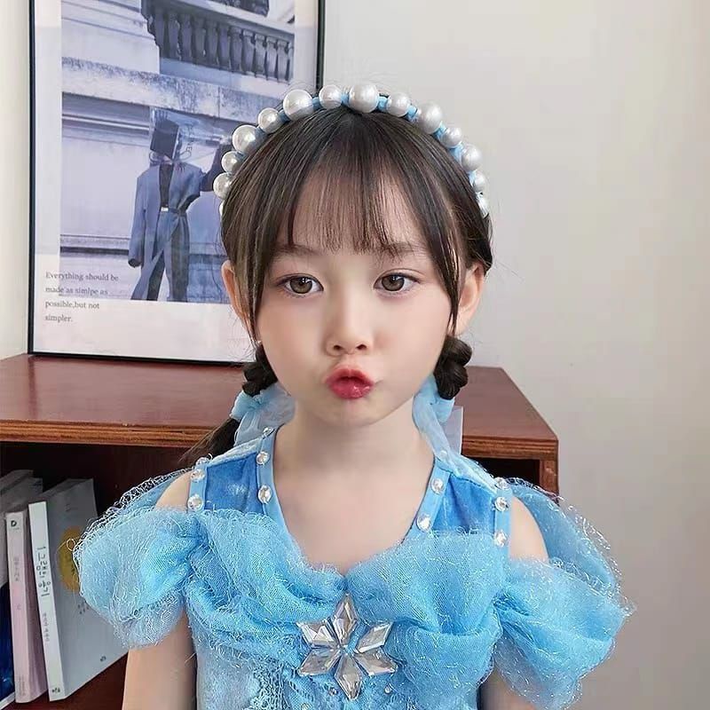 bando Mutiara Pita Tulle Panjang Bisa diikat Gaya Korea Bando