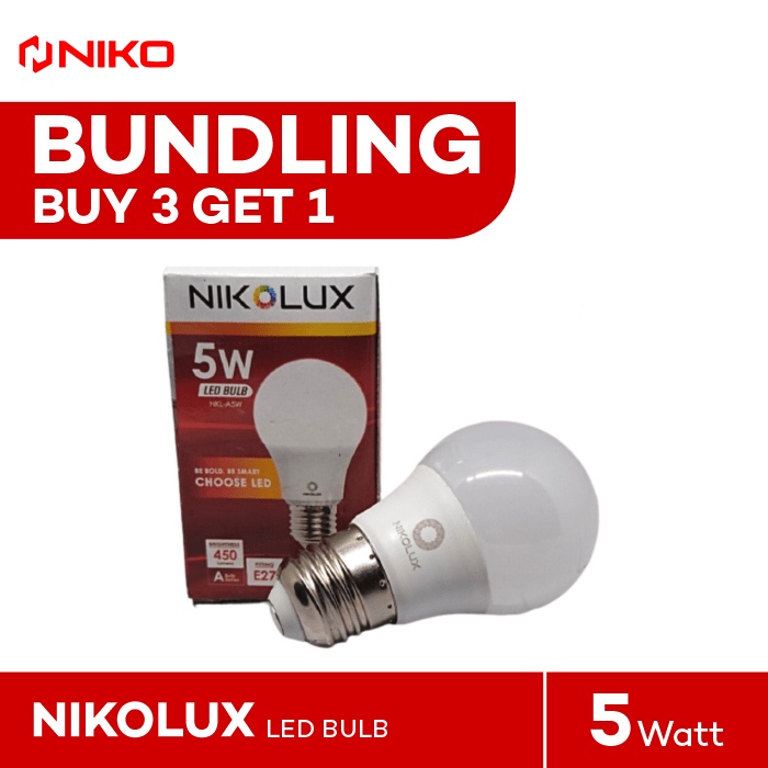 Beli 3 Free 1 NIKOLUX LAMPU LED 5 WATT WHITE